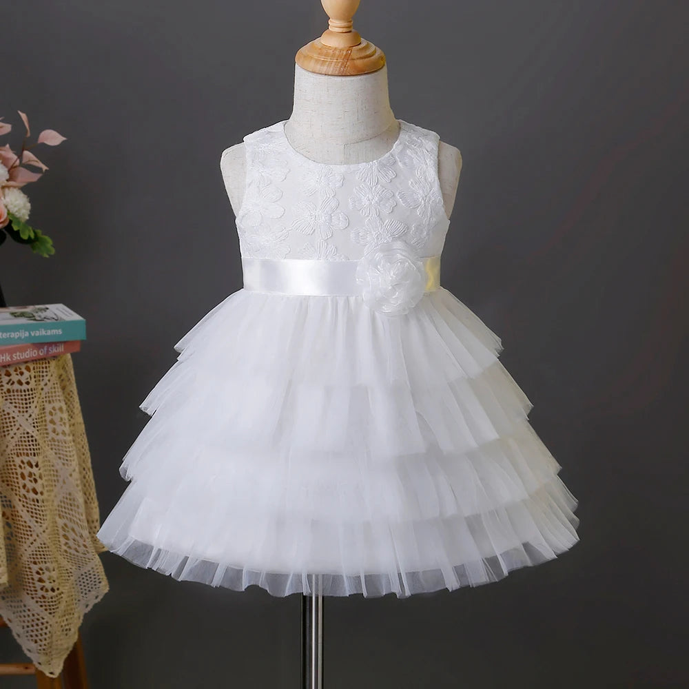 Lace and Tiers White Tulle Special Occasion Dress - The Palm Beach Baby Estimated 12 -19 Day Shipping