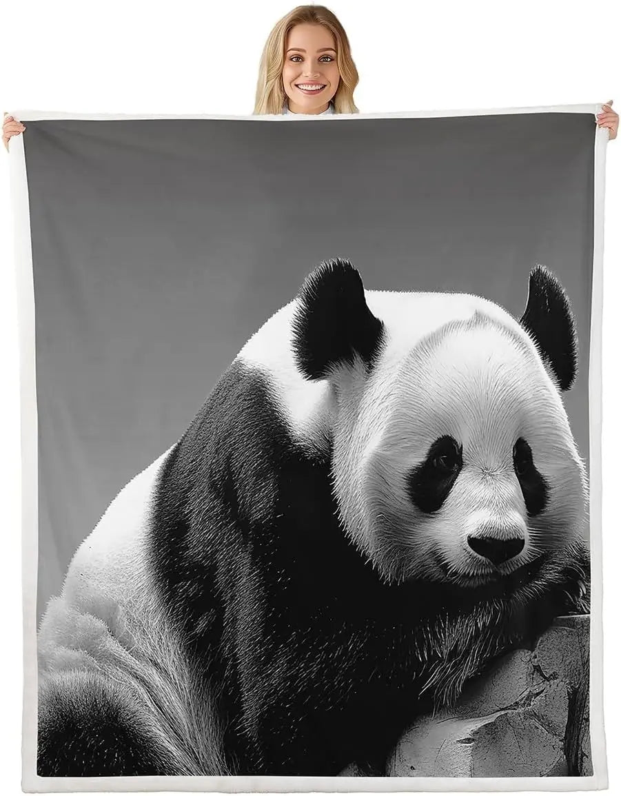 Jungle Rumble double-sided children's blanket with panda design; soft polyester for spring/fall.