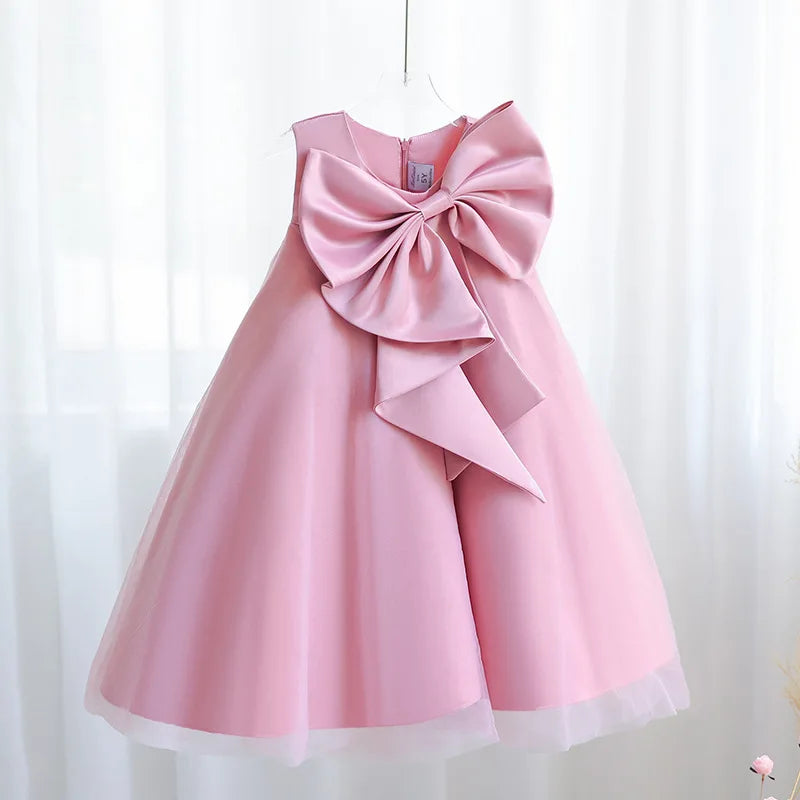 Elegant Sari Sleeveless Girls Party Dress With Big Bow - 7 Colors - The Palm Beach Baby Estimated 12 -21 Day Shipping