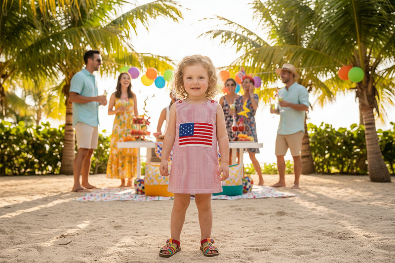 Girls Patriotic Summer Seersucker Dress – The Palm Beach Baby