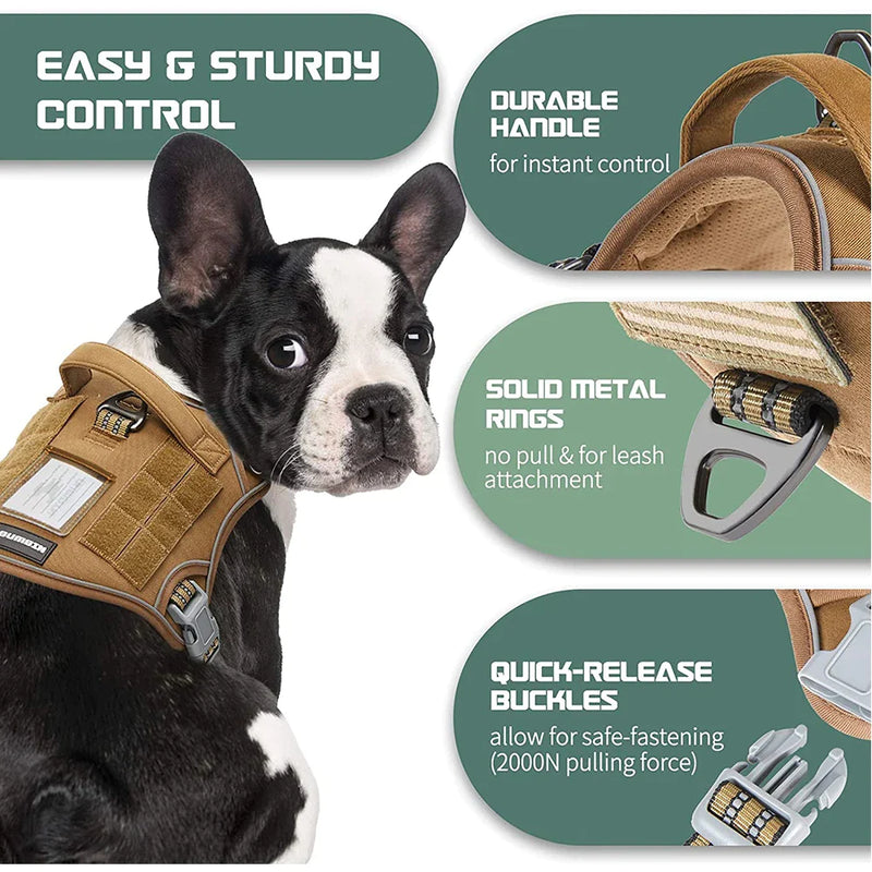 MACHO Pet Tactical No-Pull Dog Harness & Leash 2 PC Set