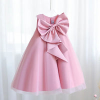 Sari-Elle Elegant Party Dress With Large Bow, pink A-line dress for girls ages 4–6, 8 stunning colors.