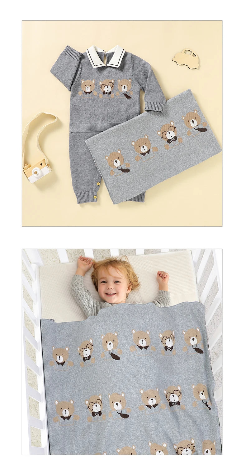 "Beary Cute" Knit Romper And/Or Blanket