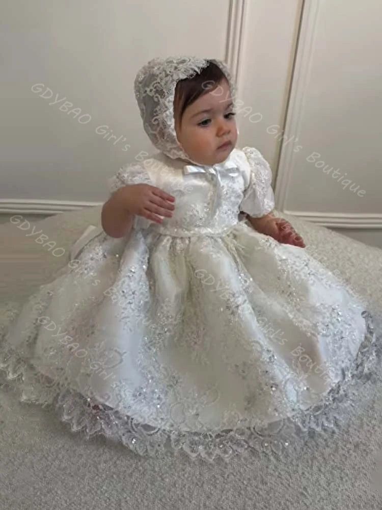 Serena Baby Girls Lace Baptism Dress with Bonnet