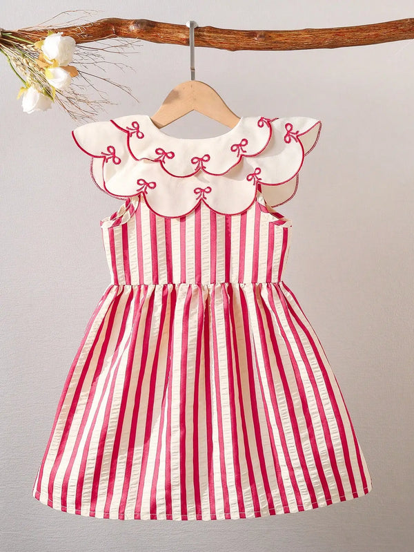 Summer Petal Collar Dress For Little Girls - Seersucker Stripes - The Palm Beach Baby Estimated 12 -21 Day Shipping