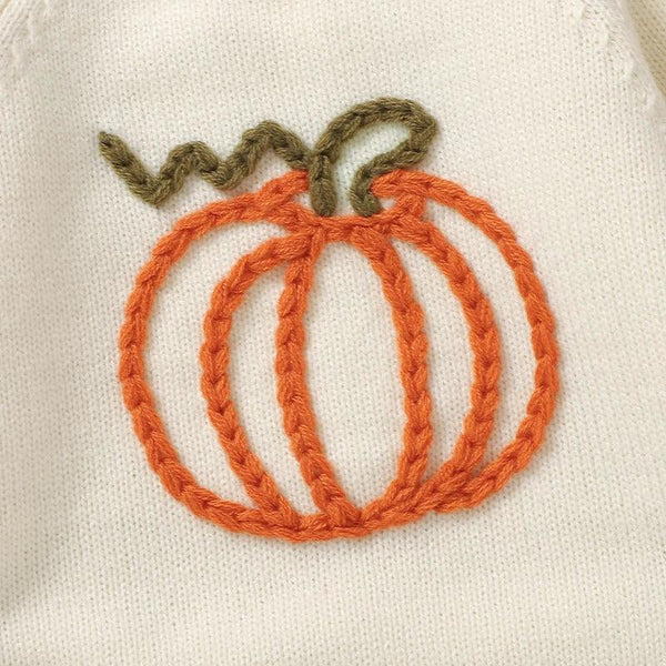 "Pumpkin Baby!" Adorable Knitted Baby Romper - Long-Sleeved - The Palm Beach Baby