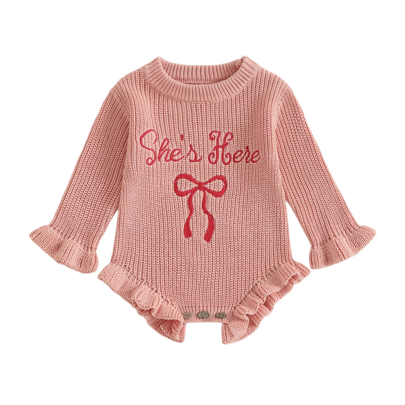 She's Here Knitted Bow Baby Bubbles - 3 Adorable Colors