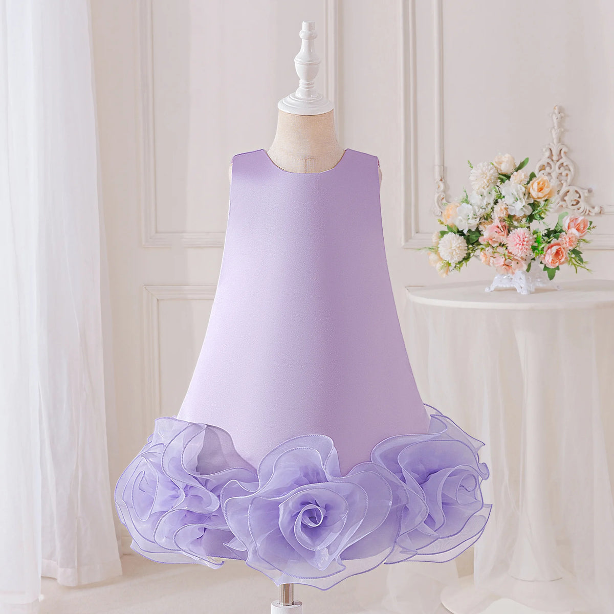 Marlana Elegant Tulle Rosettes Dress for Girls - 5 Color Options