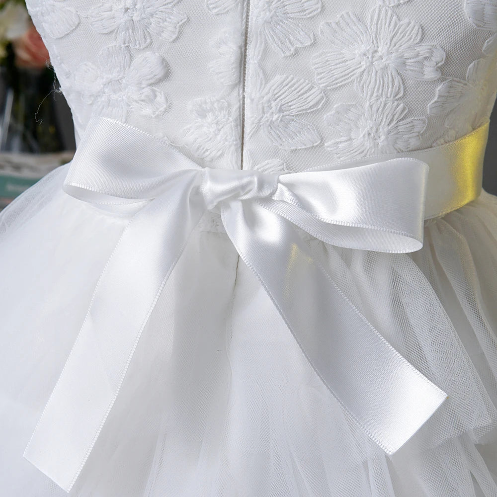 Lace and Tiers White Tulle Special Occasion Dress - The Palm Beach Baby Estimated 12 -19 Day Shipping