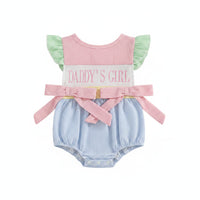 Baby romper with 'Daddy's Girl' text on a white background