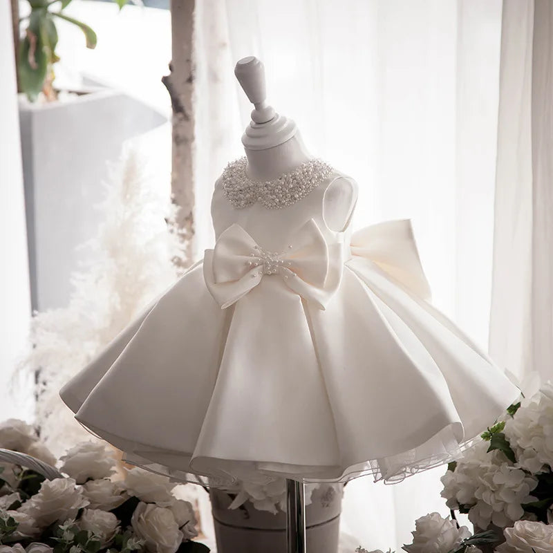Emery Little Girls Occasion Dress With Faux Pearl Collar - The Palm Beach Baby Estimated 14 - 23 Day Shipping