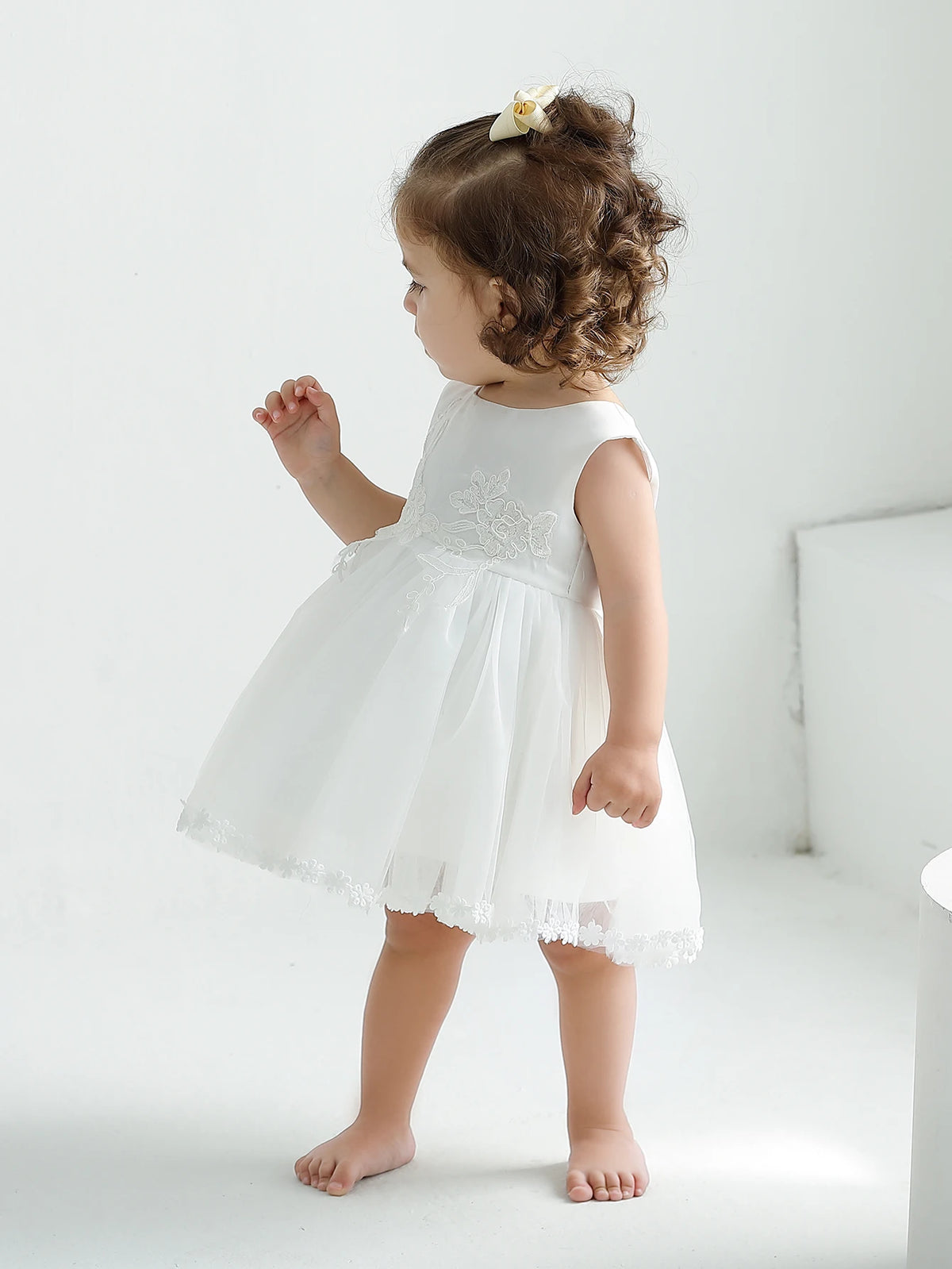 Avery-Ann Sophisticated White Lace And Tulle Special Occasion Dress - The Palm Beach Baby Estimated 12 - 18 Day Shipping
