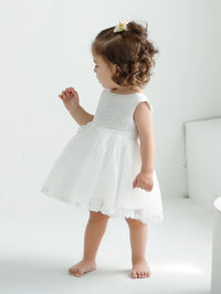 Avery-Ann Sophisticated White Lace And Tulle Special Occasion Dress - The Palm Beach Baby Estimated 12 - 18 Day Shipping