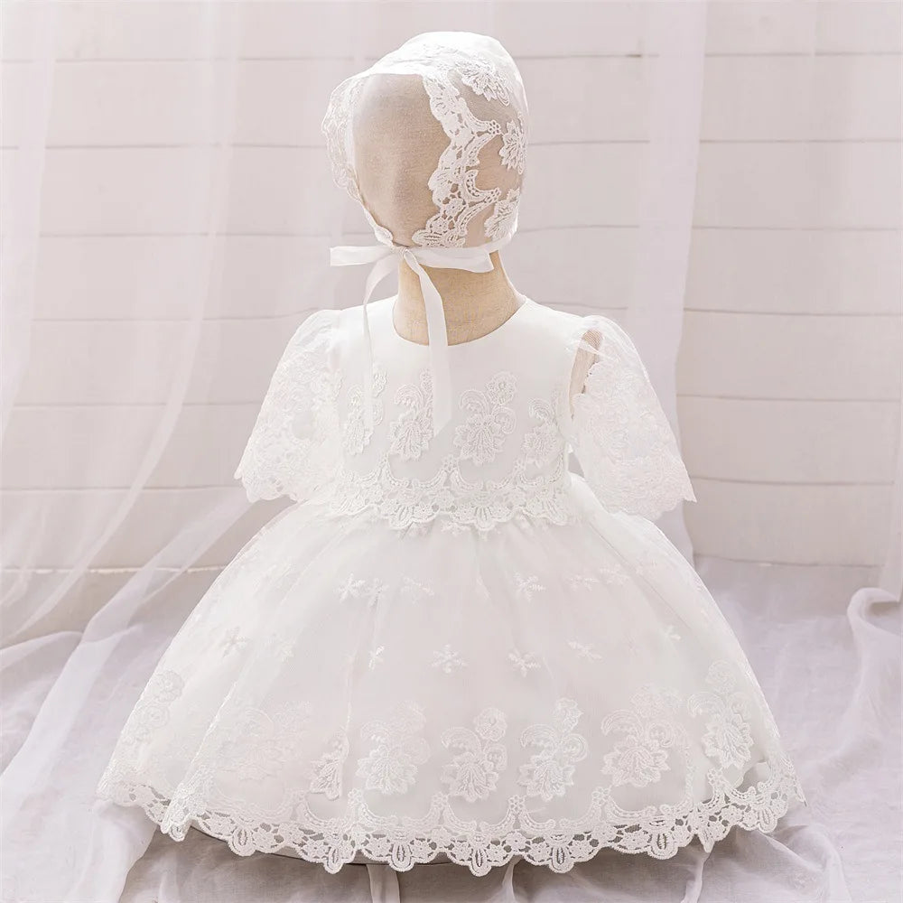 Emma-Marie Lace Baby Dress with Matching Hat for Special Occasion - The Palm Beach Baby Estimated 12 - 20 Day Shipping