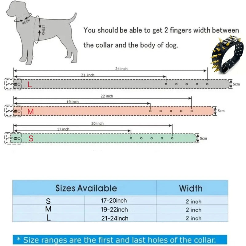 MACHO Pet - Black Spiked Dog Collar+Leash Set