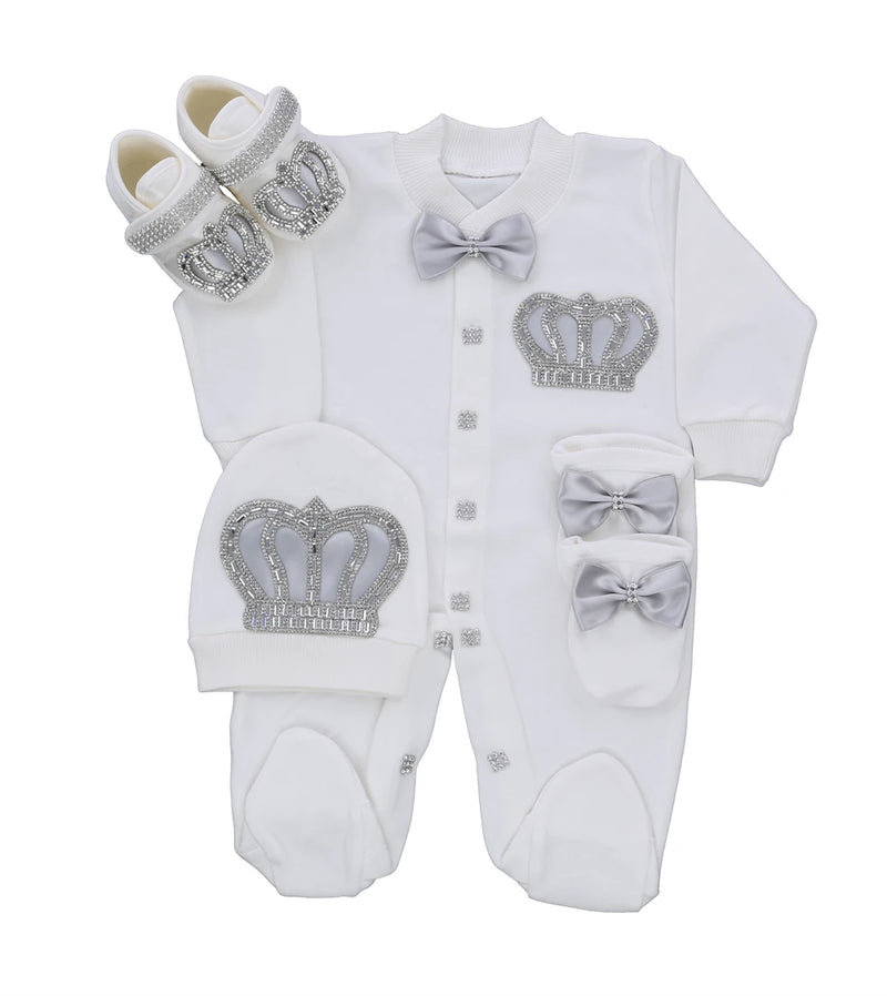 Luxurious  Baby Layette Sets - Silver Crown