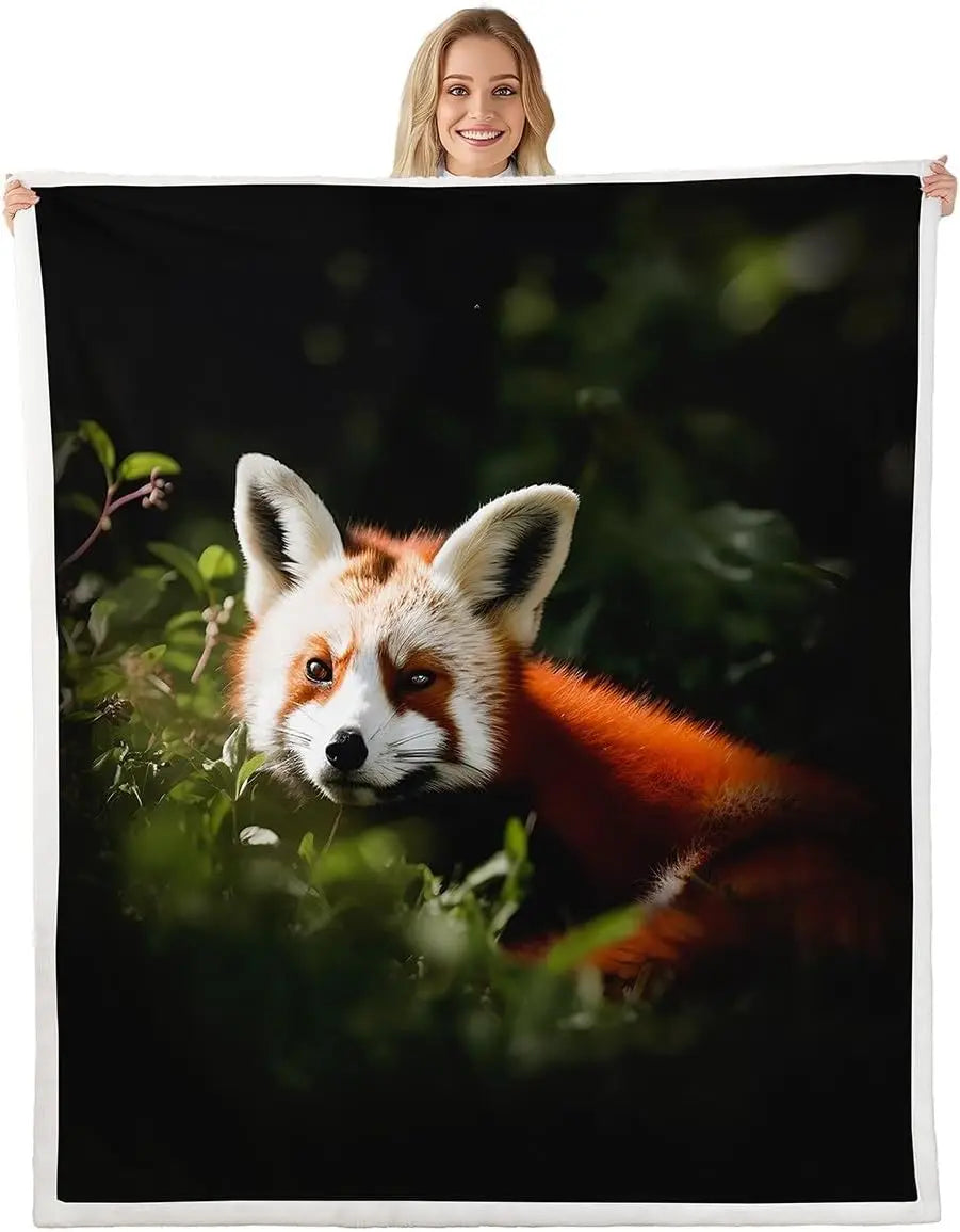 Jungle Rumble Double Sided Childrens Blanket Spring/Fall featuring a red panda in a dark forest.