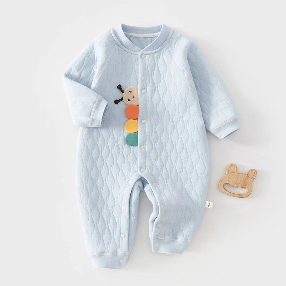 Caterpillar and Quilt Cozy Baby Romper - 3 Baby-Approved Color Options