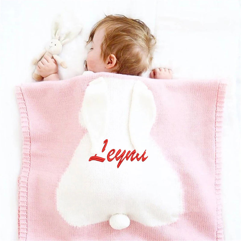 "Sweet Bunny Mine" Personalized Baby Blanket - 6 Colors