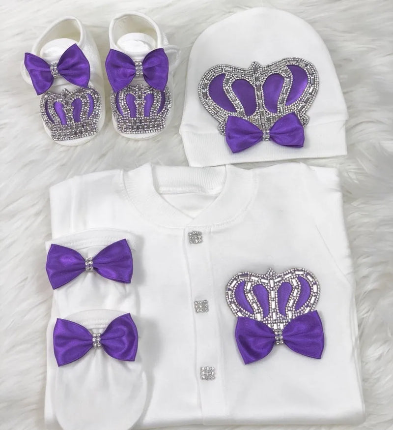 Luxurious  Baby Layette Set - Crown Purple