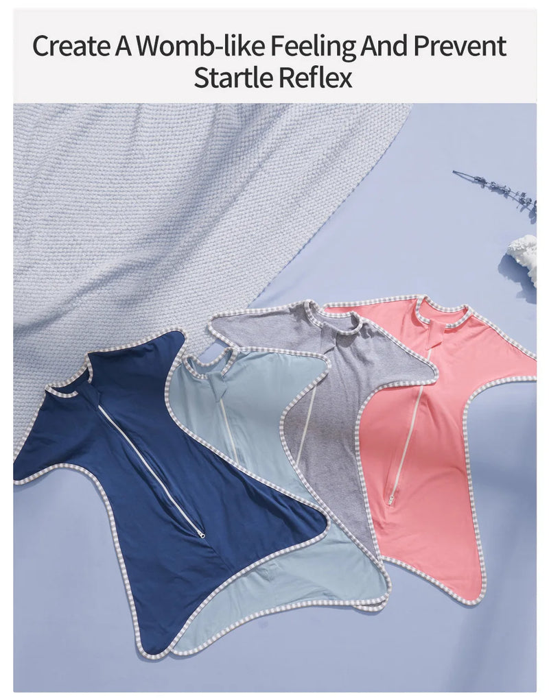 Highlighting womb-like features of Cozy Cotton Anti-Kick Calming Baby Sleeping Sack for infant comfort.