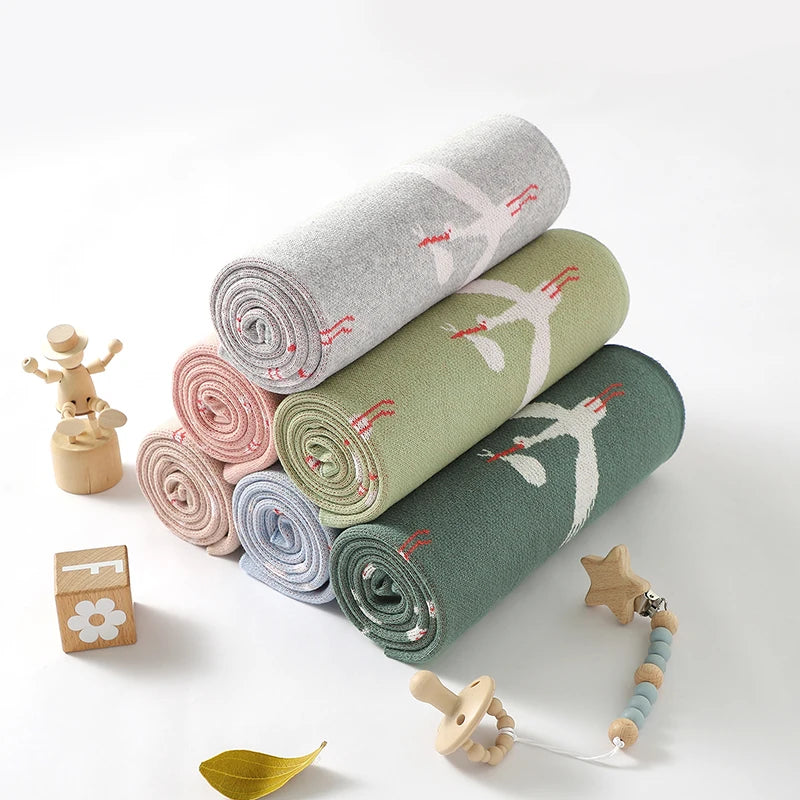 "Little Storks" Children's Knit Blanket - 6 Colors