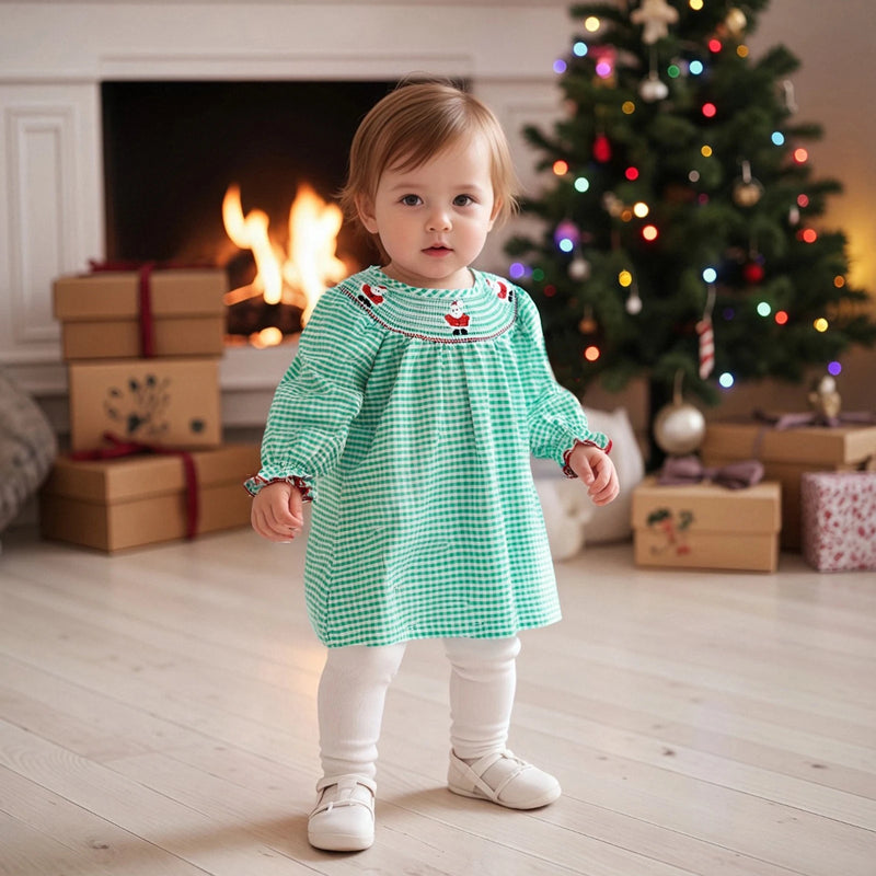 Adorable Santa Rudy Reindeer Smocked Dress - 2  Holiday Colors