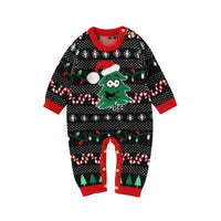 A navy blue winter knit romper with snowflake patterns, paired with a matching hat, from the 'Winter Sweeties' collection, perfect for chilly weather.
