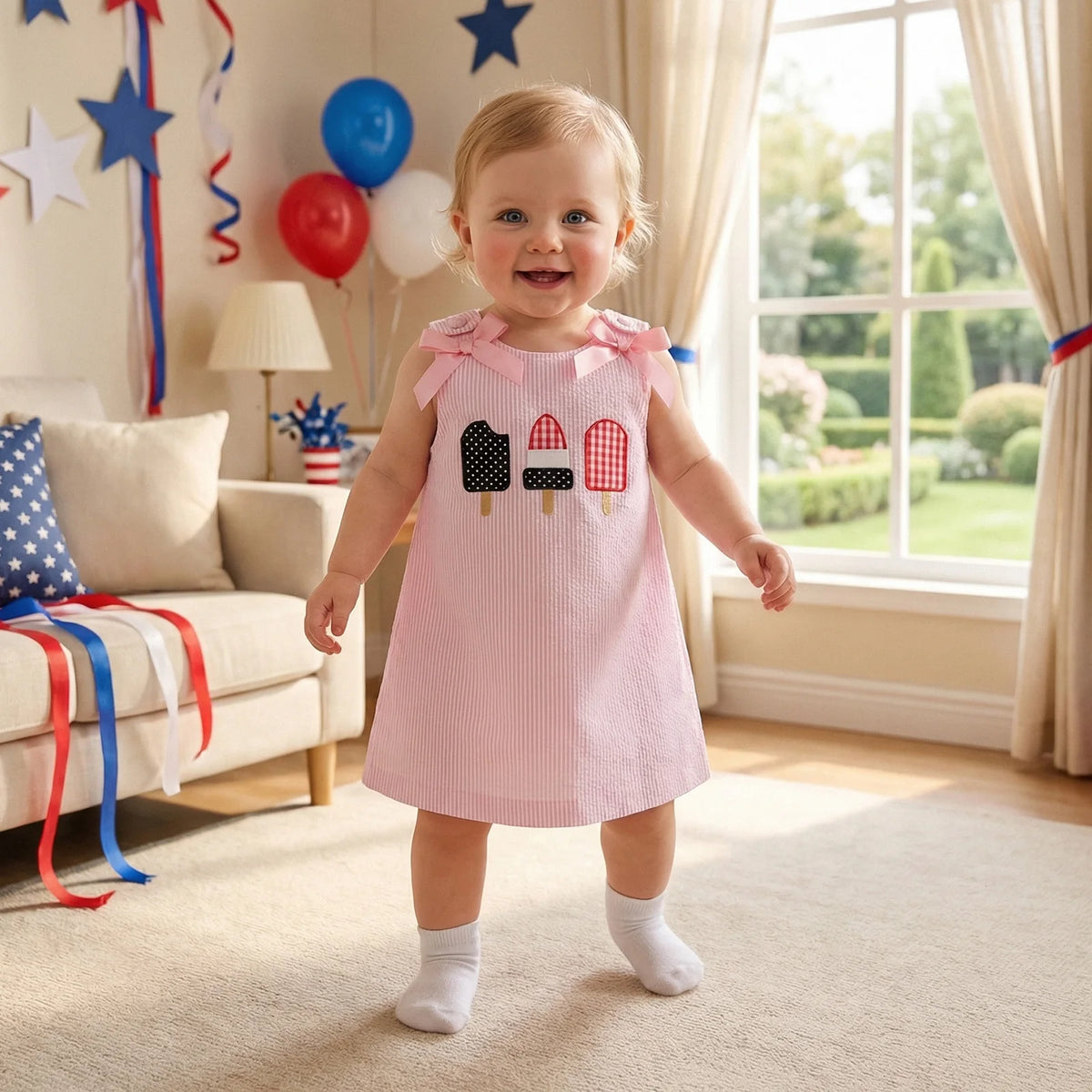 Seersucker Popsicles: A-Line Cute Summer Dress - The Palm Beach Baby Esrimated 13-19 Day Shipping