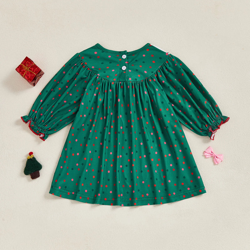 Polka Dots and Bows Fall Dress - Evergreen