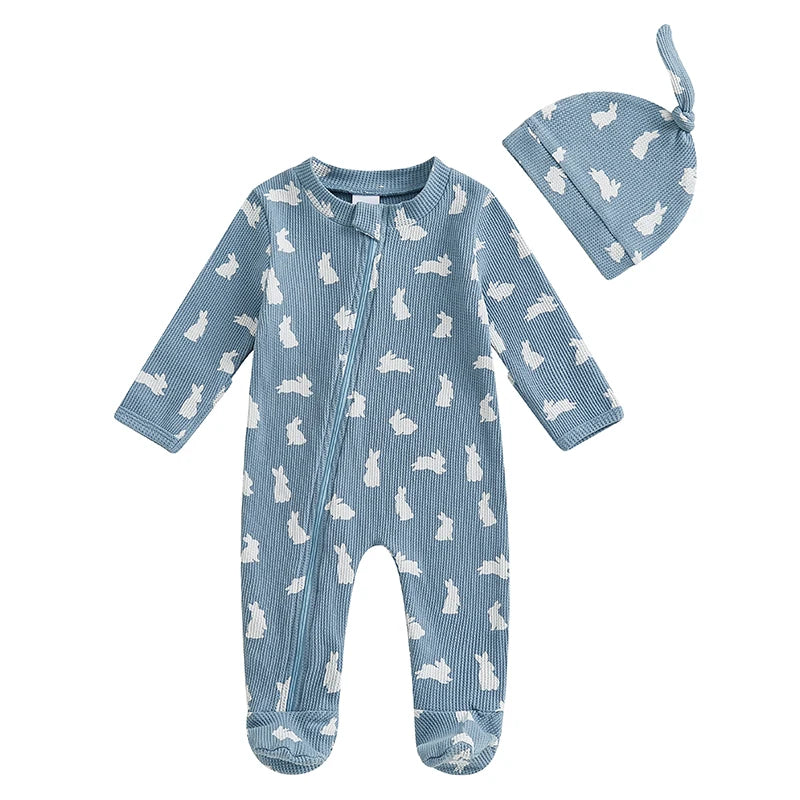 "Bunny Honey" Blue 2 PC Romper Set