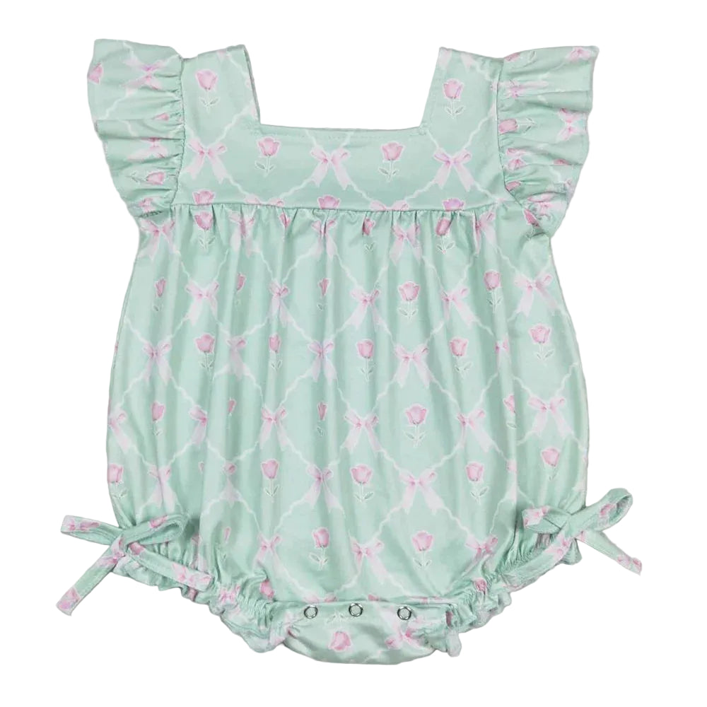 Vivacious Frills Baby Rompers for Girls - Cute Bows & Playful Frills - The Palm Beach Baby Estimated 14 - 20 Day Shipping