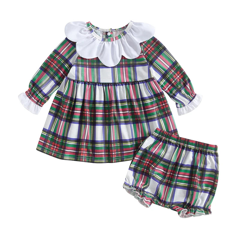 Holly Frilly Plaid Bloomer Dress Set