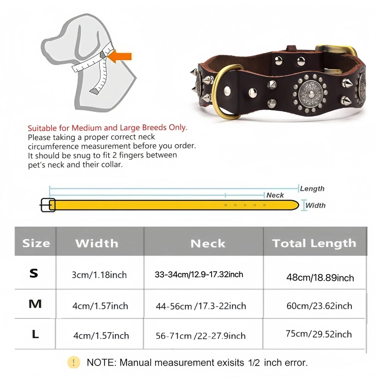 MACHO Pet: Fashionable Dog Collar Set - Brown Western-Themed Leather Collar and Leash with Gold Spikes - The Palm Beach Baby