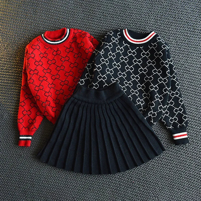 "Morgan" Classic Knit Skirt  Set