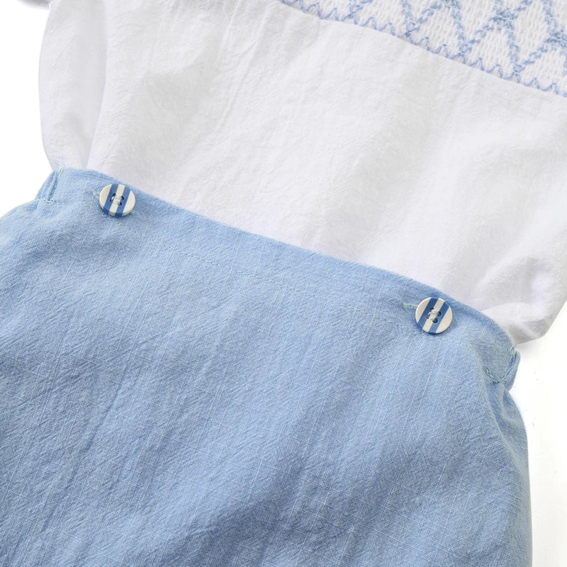 "Hamilton"  Boys Short-Sleeved Smocked Shorts Set