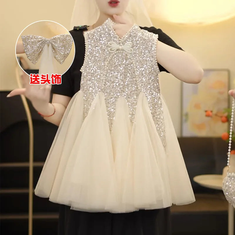 Natasha Shimmering Sequined Party Dress for Girls