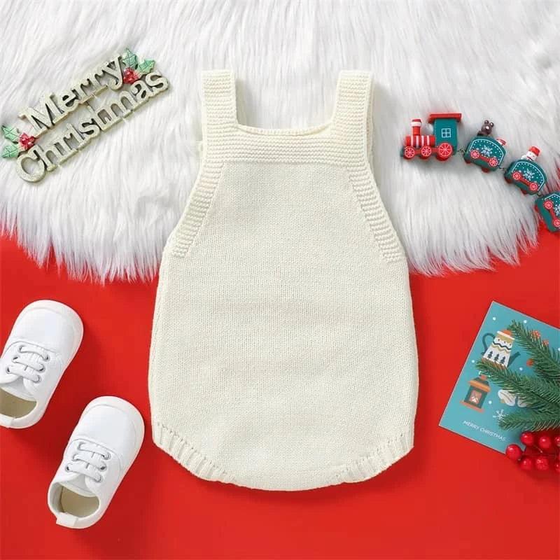 Happy Holidays Embroidered Knit Baby Bubble Overalls - The Palm Beach Baby