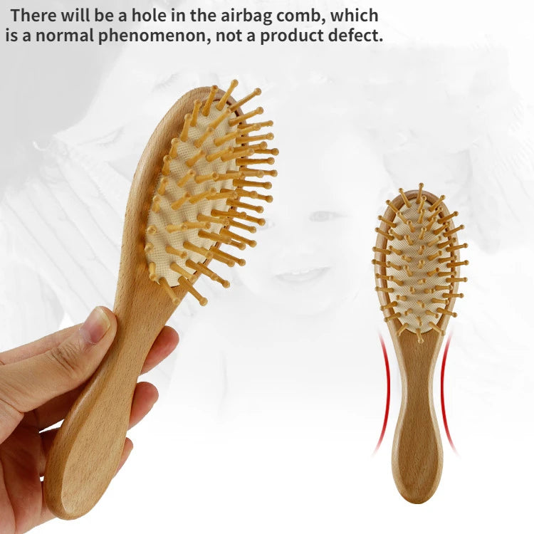Personalized wooden baby brush and comb for infants and toddlers, 0-36 months, sold individually or as a set.