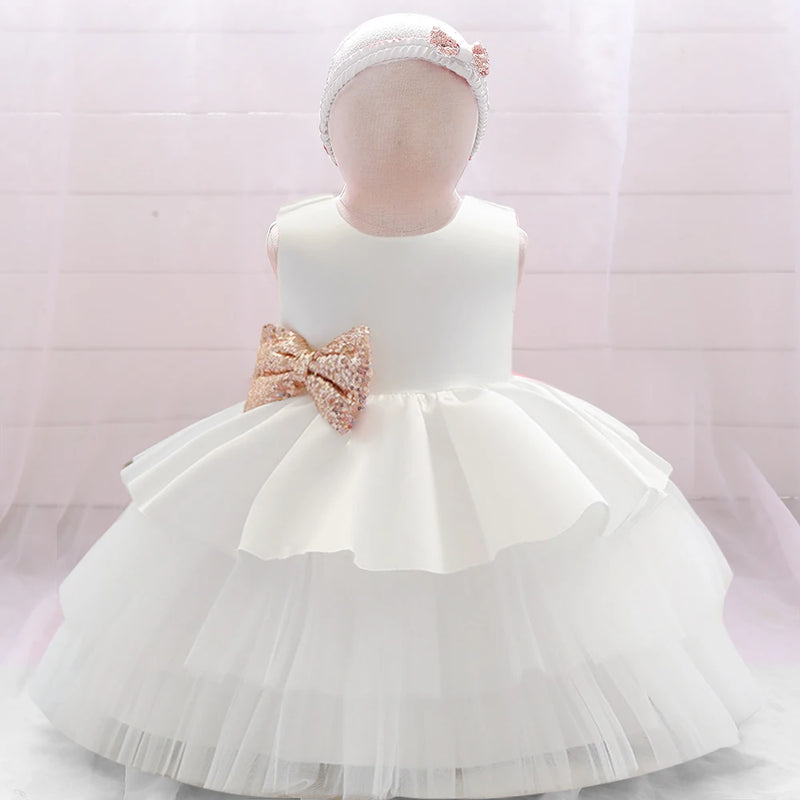 "Catalina" Tiered V-Back Dress With Big Bow