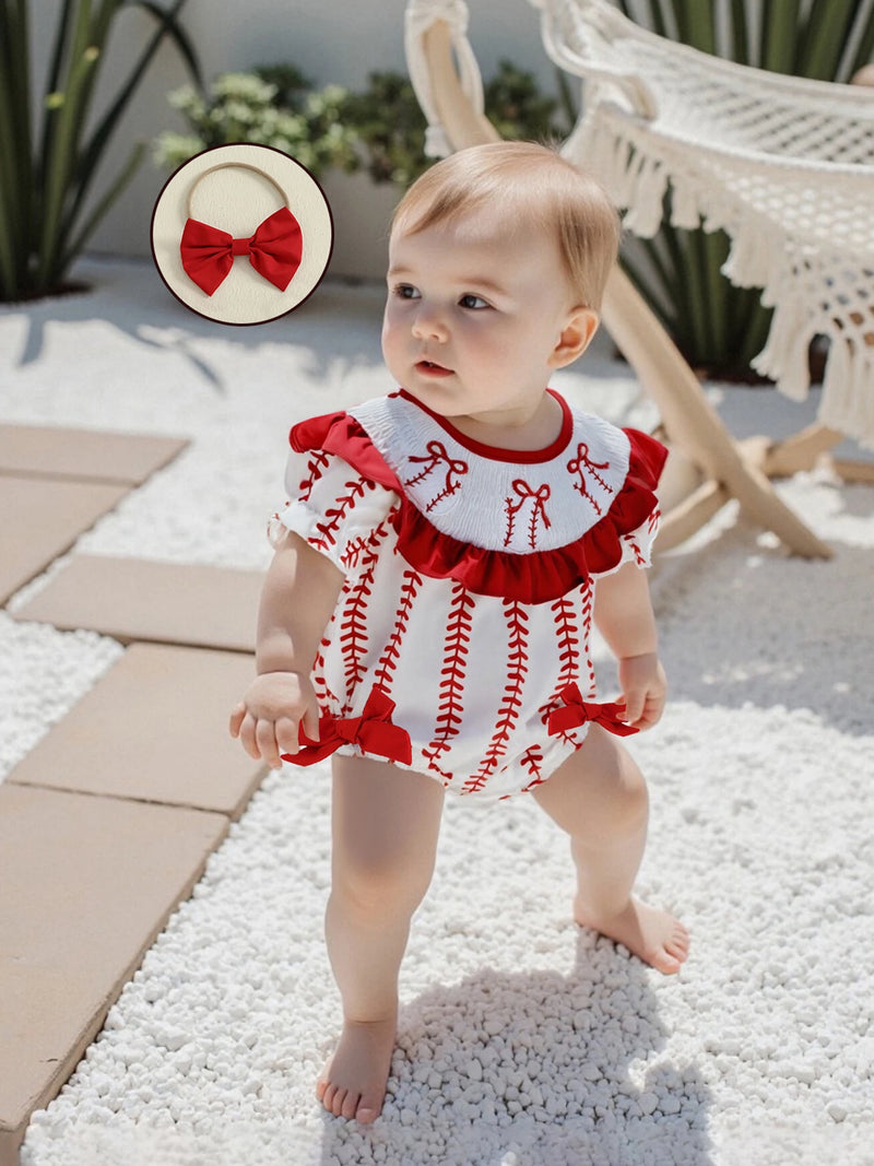 "Baseball Cutie" Themed Ruffles & Bows Bubble