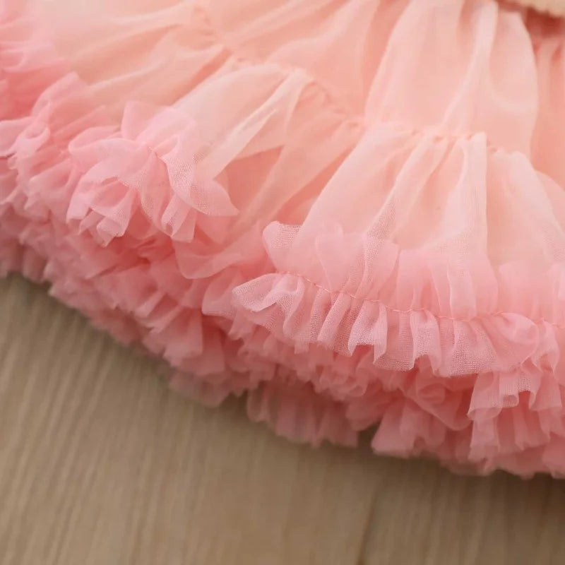 Little flowers Fluffy Tulle Skirt 2 PC Outfits  -  3 Colors