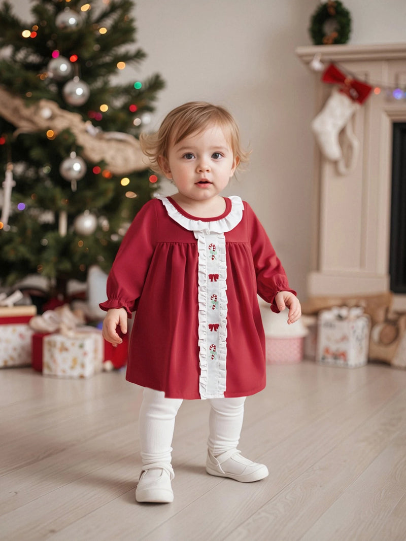 "Clara" Frilly Holiday Embroidered  Dress