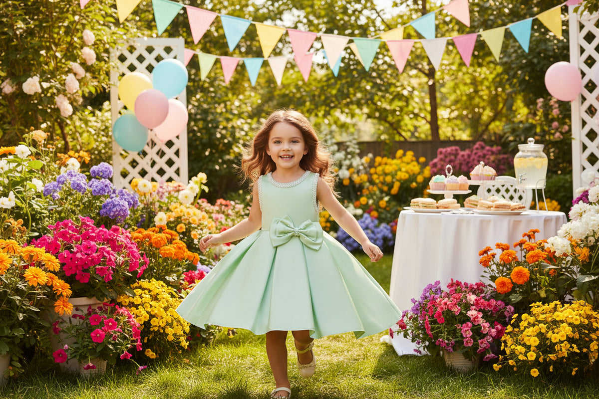 Taylor Elegant Girls Beaded Formal Party Dress - Beaded Neckline And Bow - The Palm Beach Baby Estimate 14-20 Day Shipping