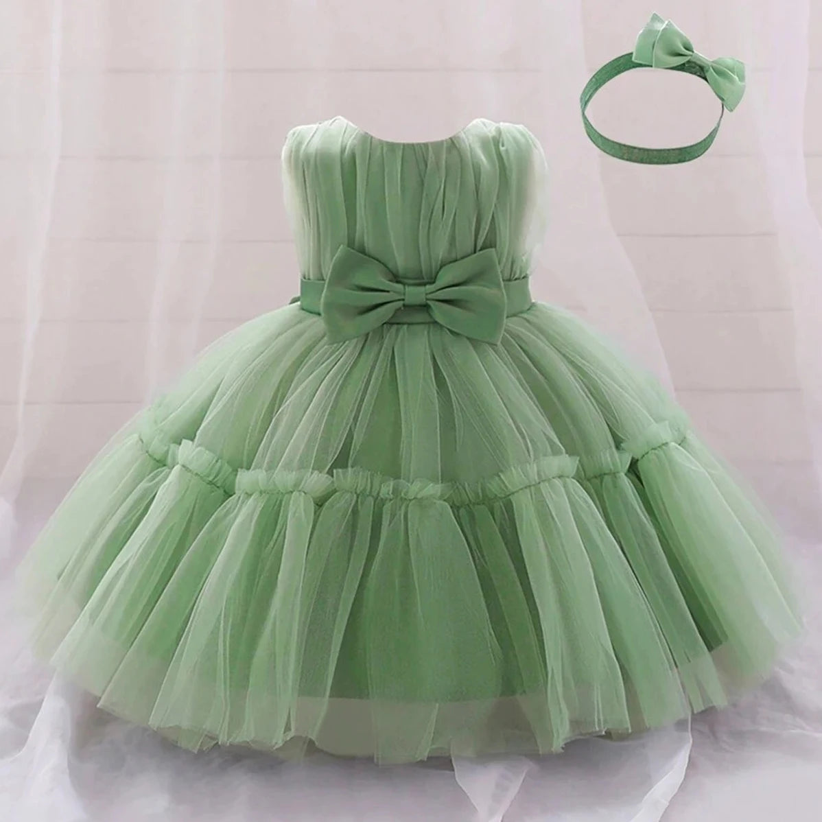 Rowena Lace Special Occasion Dress with Matching Headbow