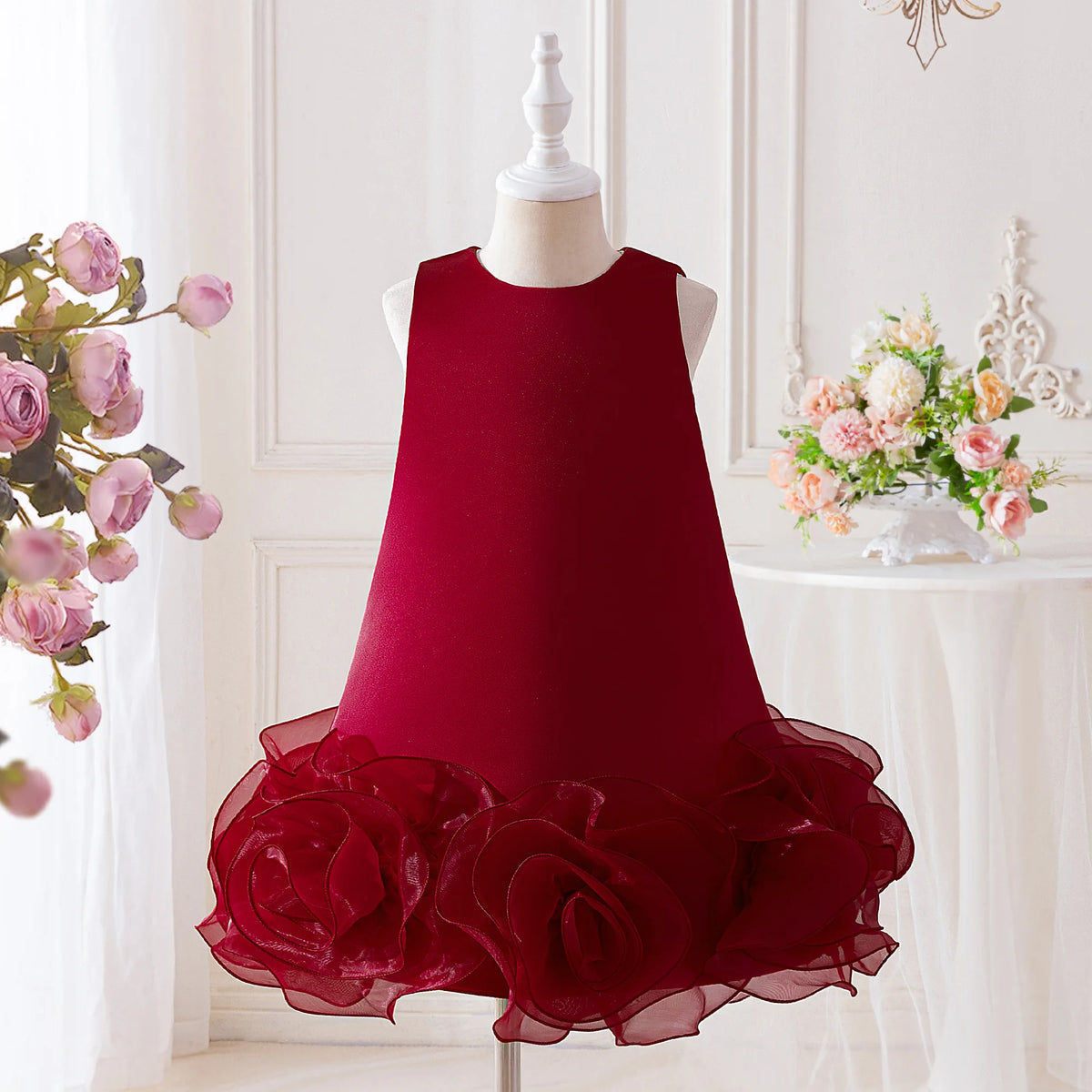 Marlana Elegant Tulle Rosettes Dress for Girls - 5 Color Options