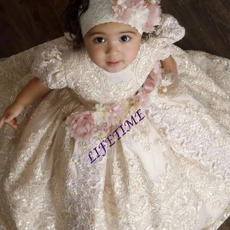 "Tessa" Lace Baptism Christening Gown & Headpiece