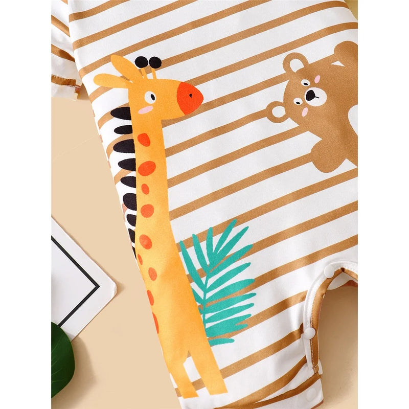 "Animal Boogie" Adorable Baby Romper Hat Set - 2 Colors