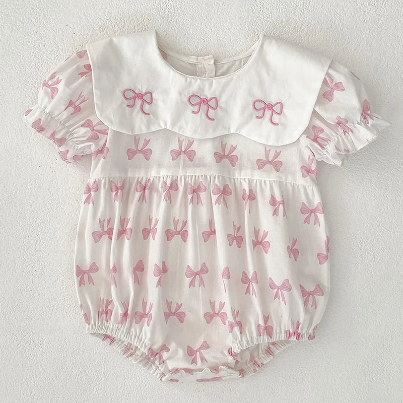 Bow Baby Bubble - Sweet Lace Collar - 3 to 24 Months