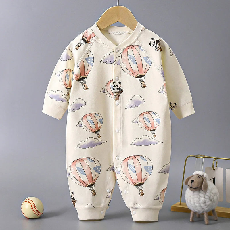 Cute Baby's Adventure Romper with Hot Air Balloon Design - Soft Cotton Baby Romper Hot Air Balloon for 6-18 Months, Estimated 14 - 20 Day Shipping.